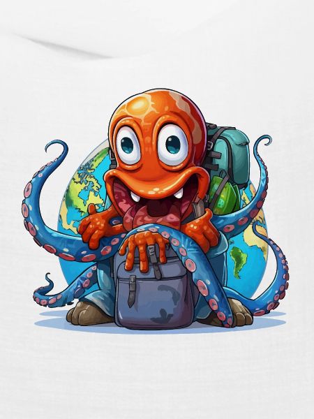 Reise-Oktopus mit Weltkugel