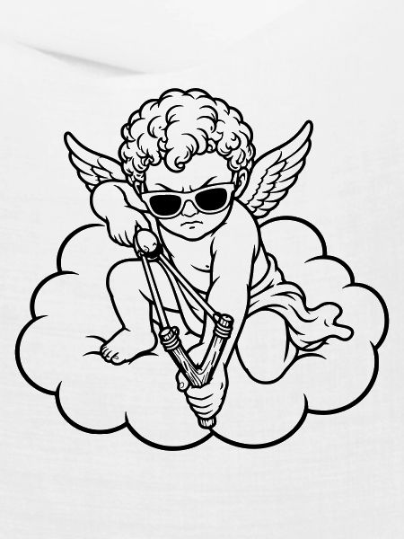 Wütender Cherub mit Steinschleuder