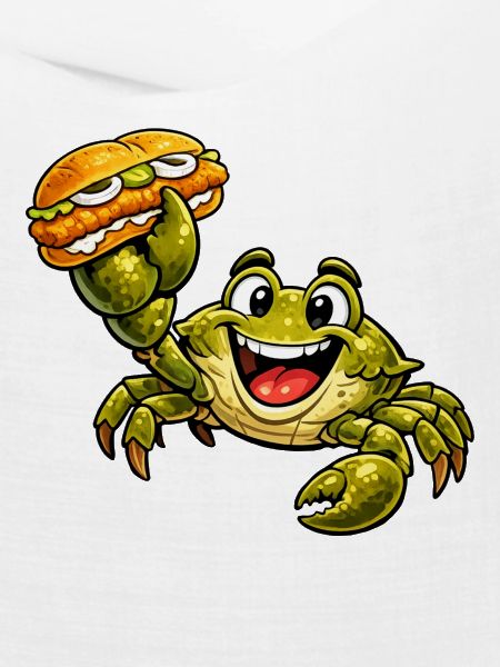 Krebs hat ein Fischbrötchen