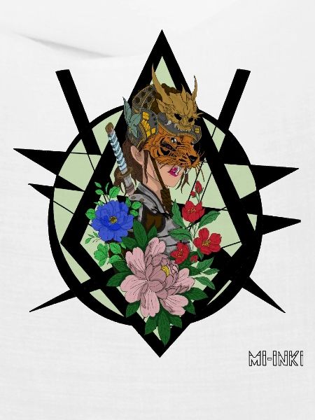 Kriegerin im blumenfeld