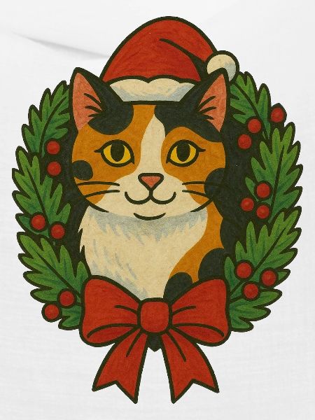 Kalikokatze im Weihnachtskranz