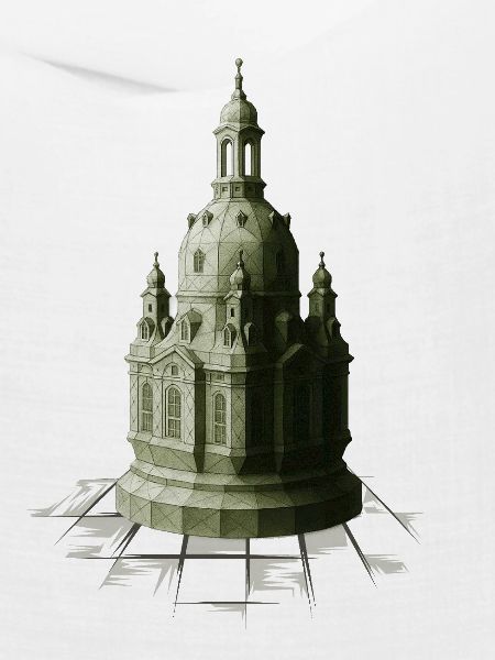 Low Poly Schach Dame Frauenkirche