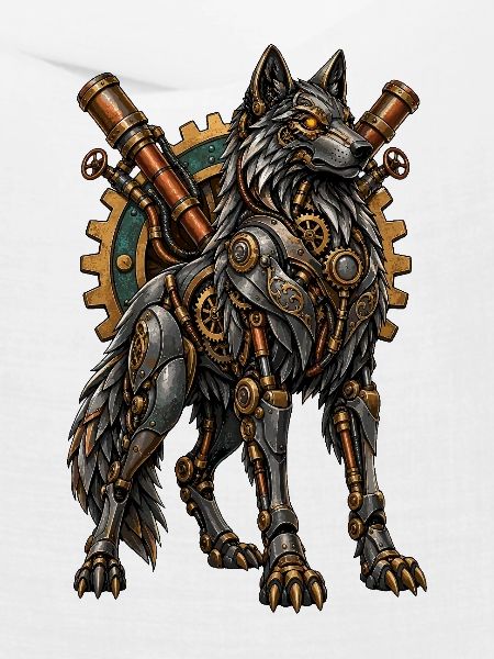 Steampunk-Wolf mit Zahnrädern