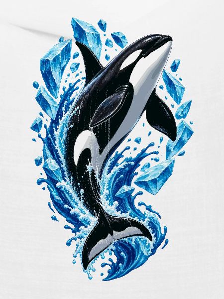 Eisiger Orca Sprung mit Kristallen