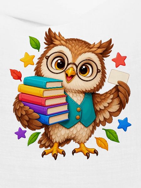 Lernende Eule mit Büchern