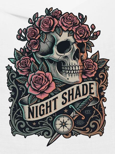 Nachtschatten-Schädel mit Nachtrosen