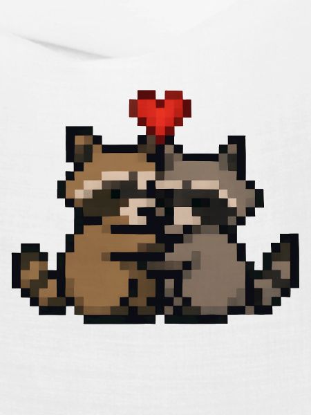 Pixelherz Waschbären Retro Pixelkunst