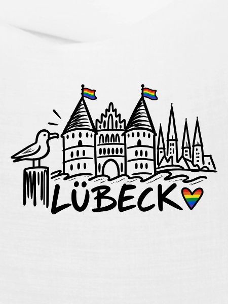 Lübeck mit Regenbogenfahnen