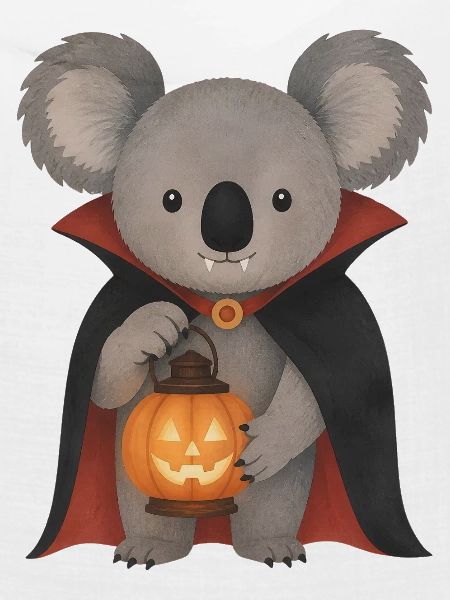 Vampirkoala und Kürbislaterne
