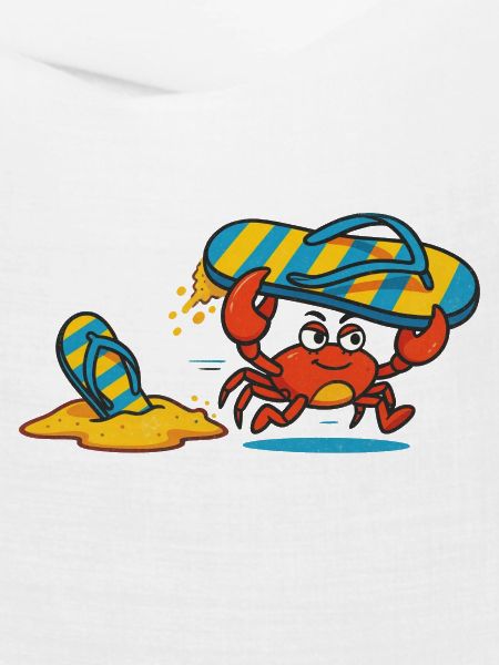 Lustige Strand Krabbe klaut Badelatschen Comic