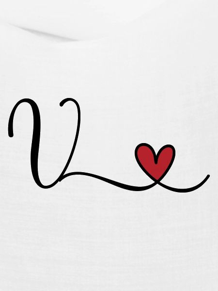 Buchstabe V Monogramm Initiale Herz