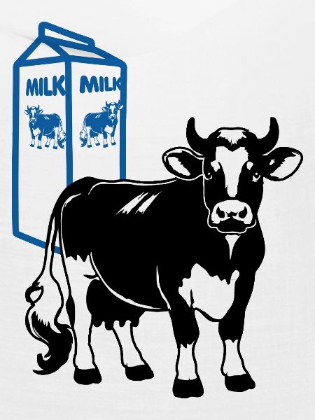 Milchkuh mit Milchkarton Hintergrund