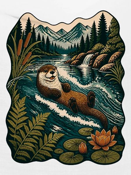 Otter im Waldfluss