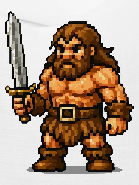 Pixel Barbar mit Schwert