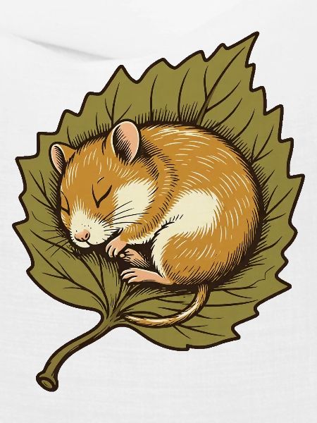 Haselmaus im Herbstblatt