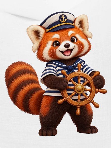 Sailor Red Panda mit Schiffsrad