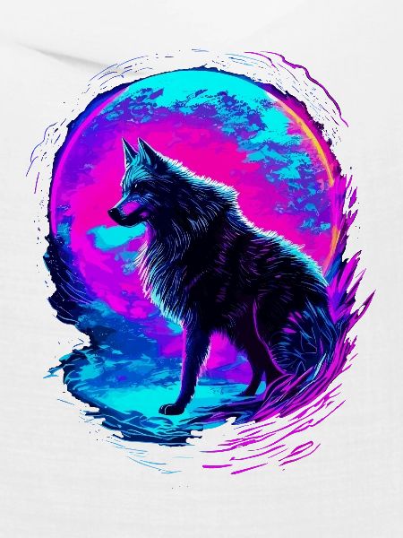 Wolf Neon Moon Synthwave
