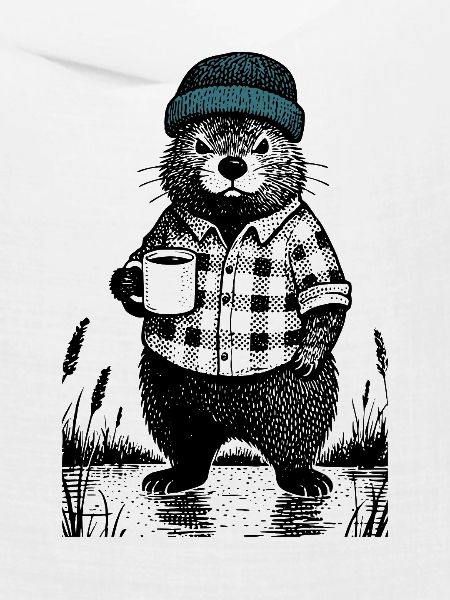 Launischer Bieber mit Kaffee