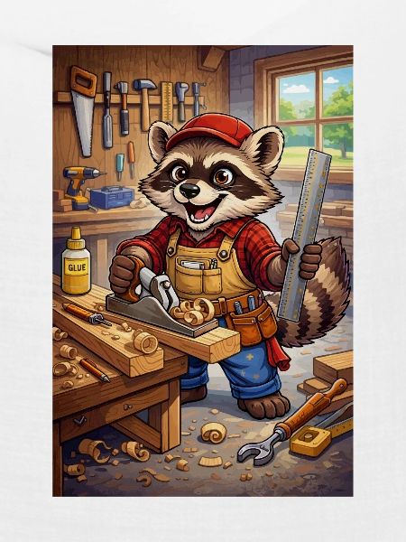 Waschbär Holzhandwerker