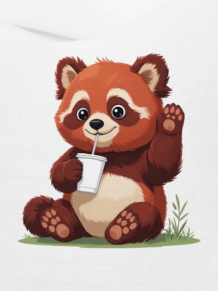 Roter Panda mit Strohhalm