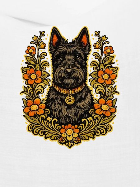 Floral Frame Scottish Terrier