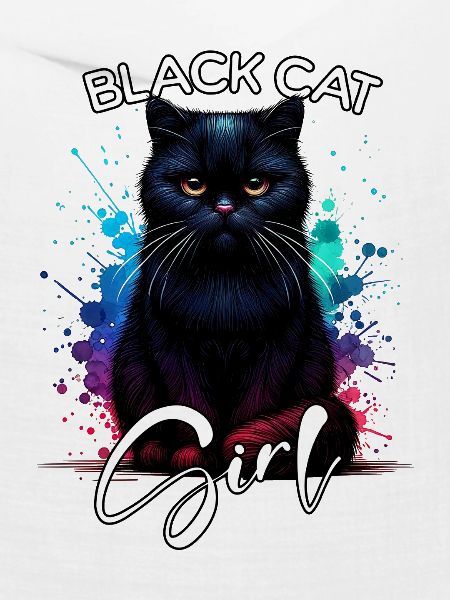 Grumpy Black Cat Mädchen Schwarze Katze
