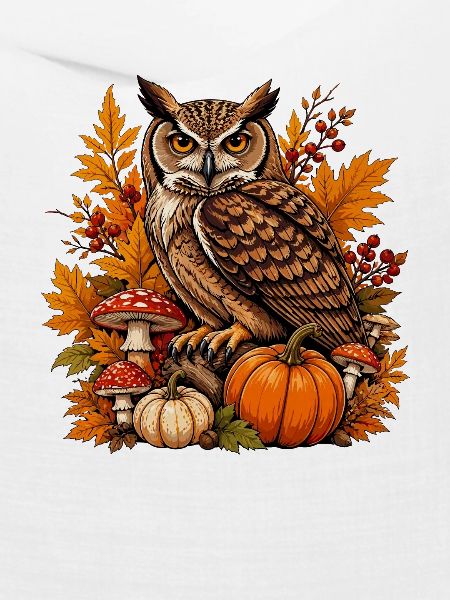 Herbst-Eule mit Kürbis