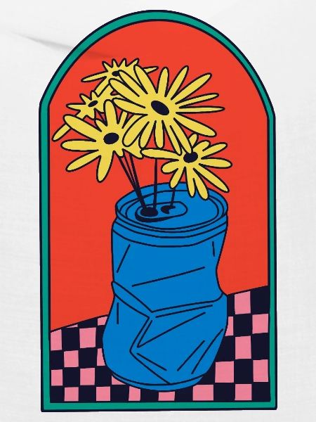 Blumen in zerdrückter Dose