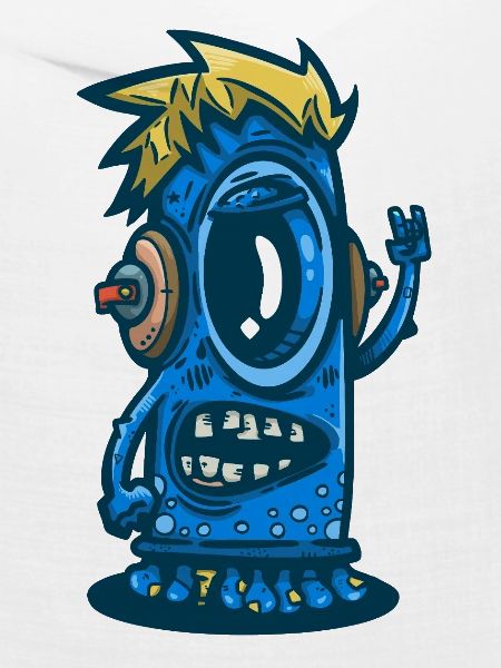 Blue Monster mit Kopfhörern
