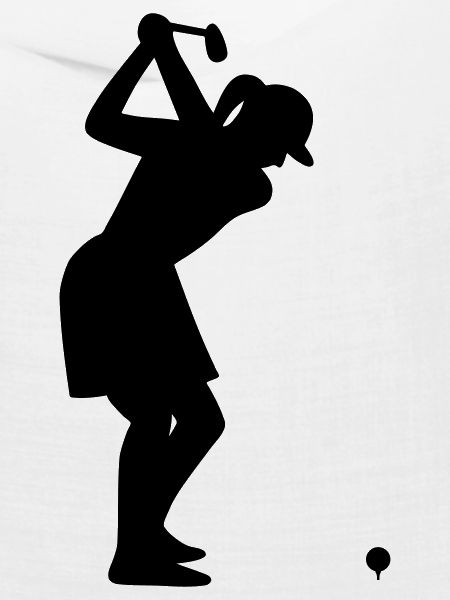 Golferin mit Golfball beim Abschlag