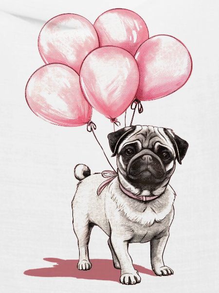 Mops und Luftballons