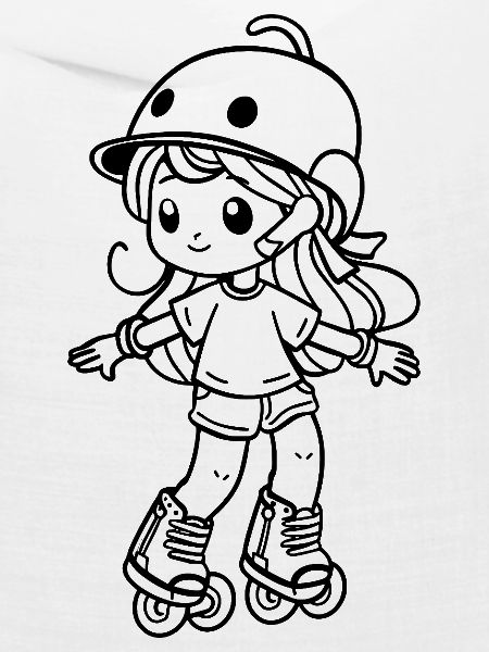 Roller Skating Mädchen Cartoon