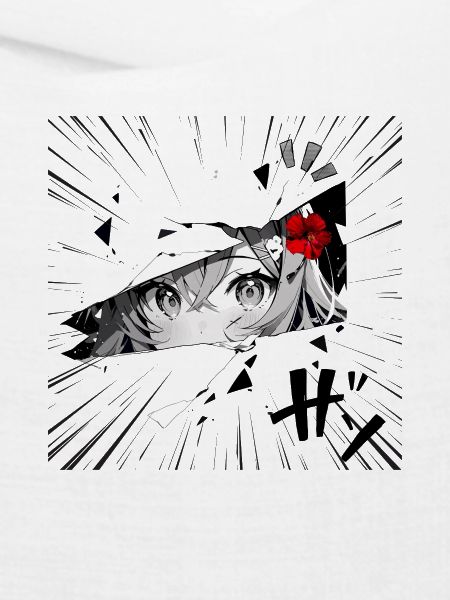 Anime-Mädchen mit roter Blume