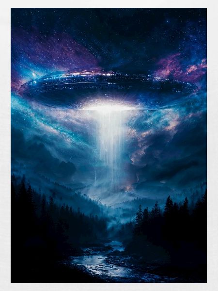 UFO-Strahl über Mitternachtswald