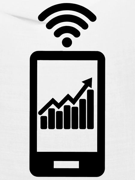 Chart-Aktien mit Smartphone