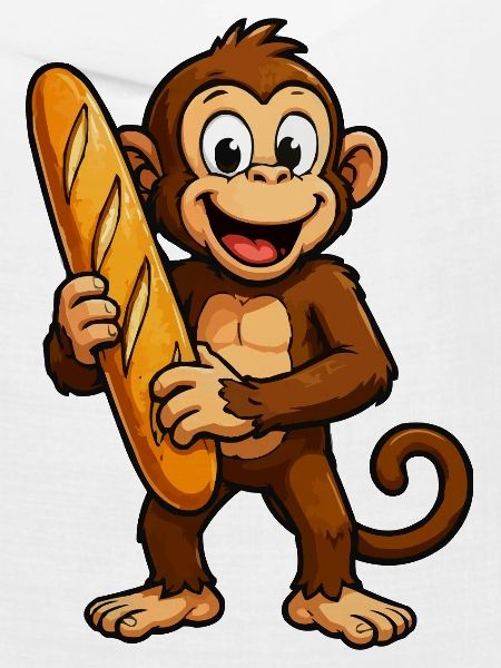 Affe mit Baguette