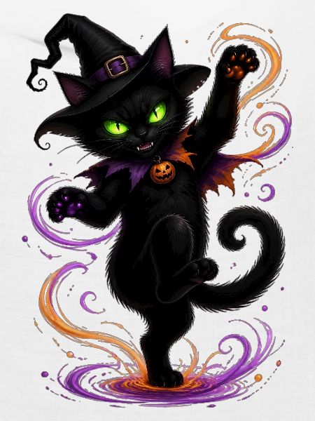 Halloween black cat dancing