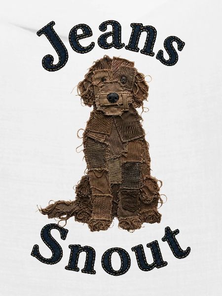 Brauner Doodle im Jeansflicken-Stil