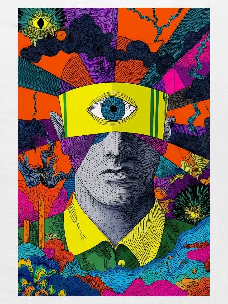 Visionäres Gesicht mit hypnotischem Blick