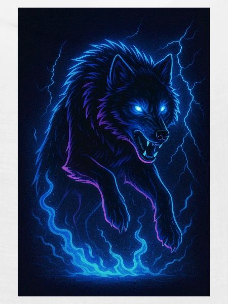 Neonwolf in Donner-Dunkelheit