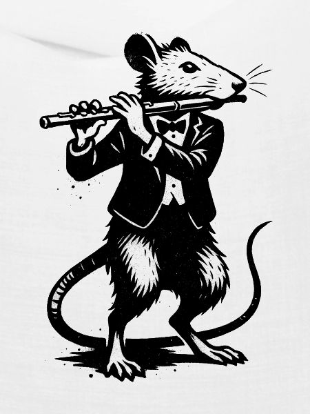 Ratte mit Flöte im Smoking
