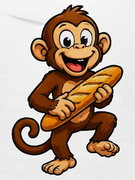 Affe mit Baguette Cartoon