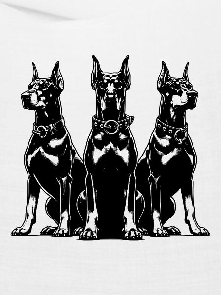 Drei wachsame Dobermänner Hunde