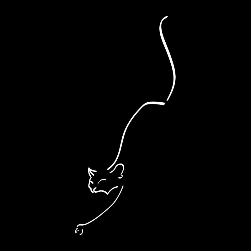 Katze One Line Weiß - Cat Oneline White