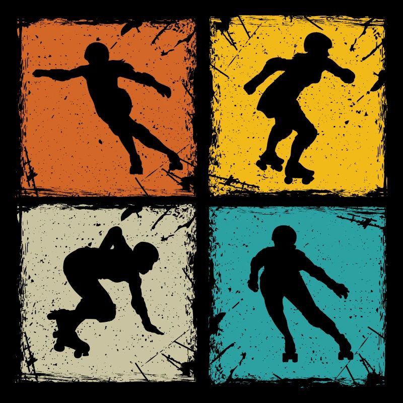 Roller derby retro squares unique roller derby