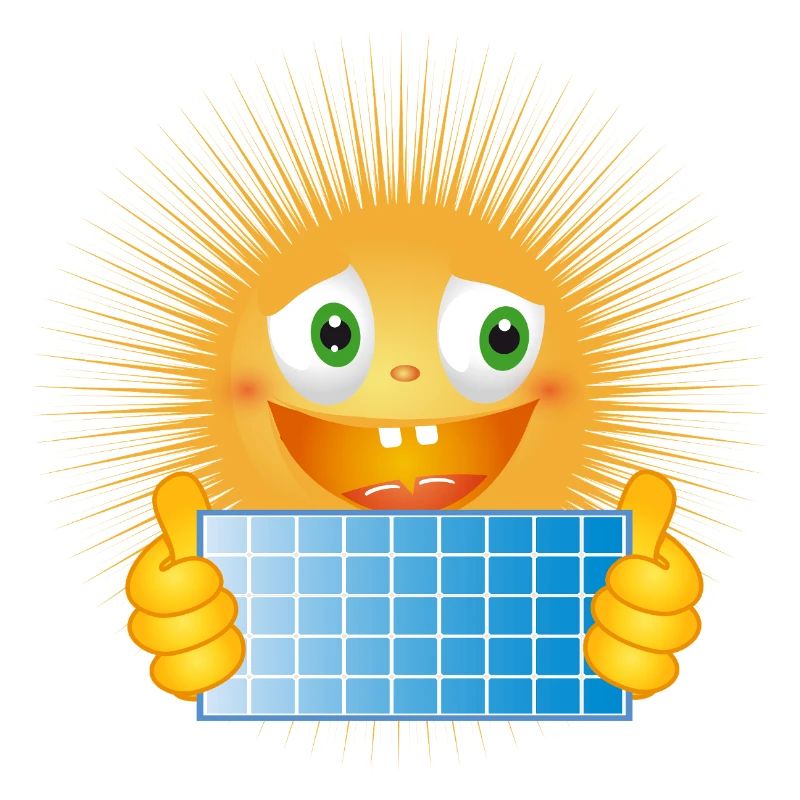 Bright sun with solar panel