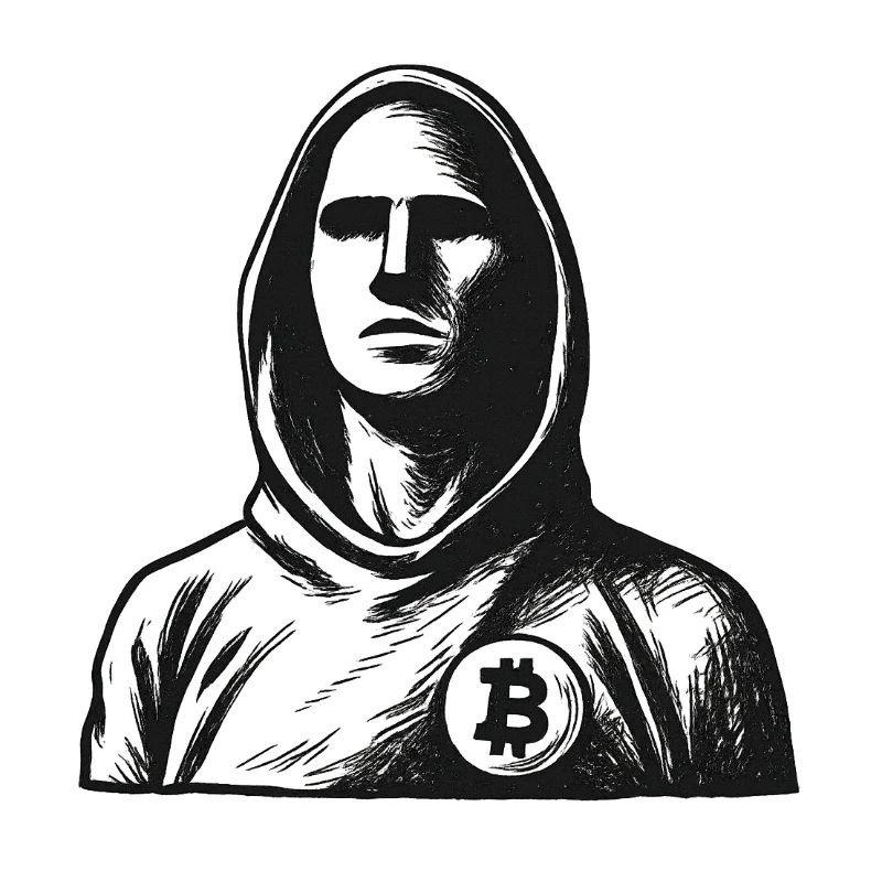 Anonymer Hacker mit Bitcoin-Logo