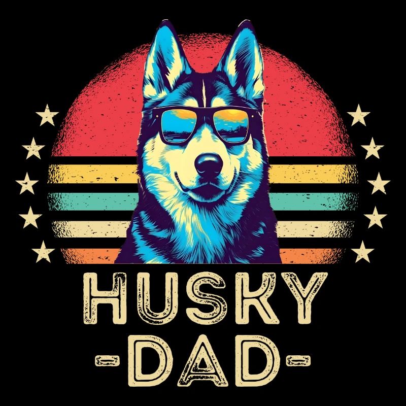 Husky with sunglasses retro