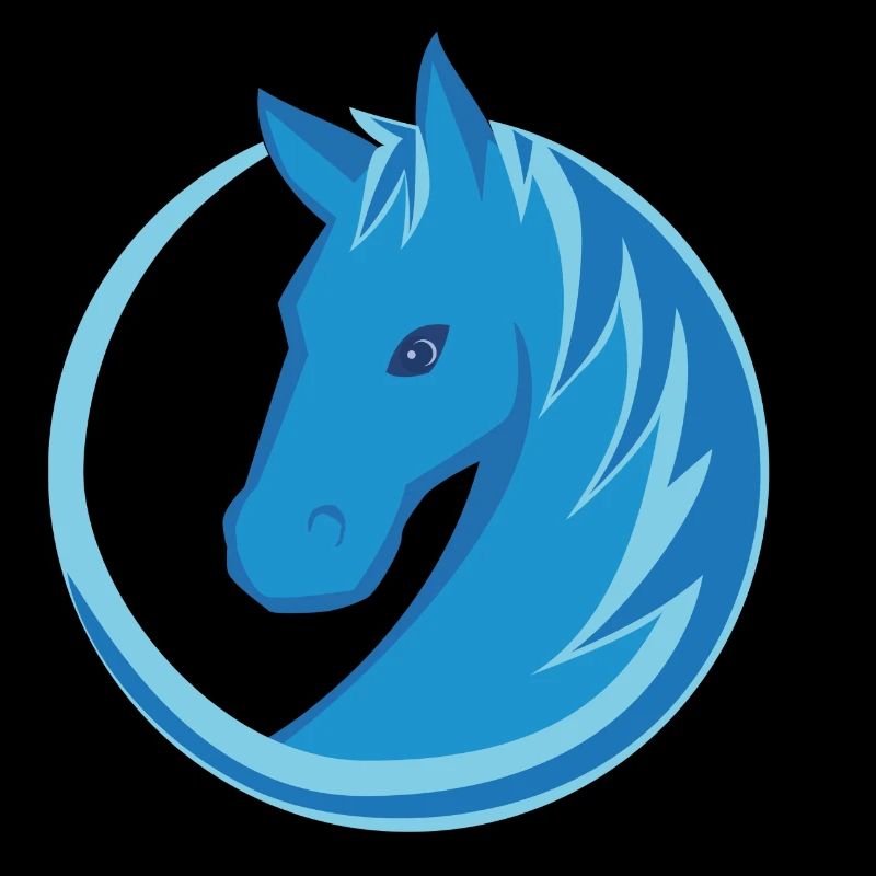 Pferd Logo Kreis Flat Design blau