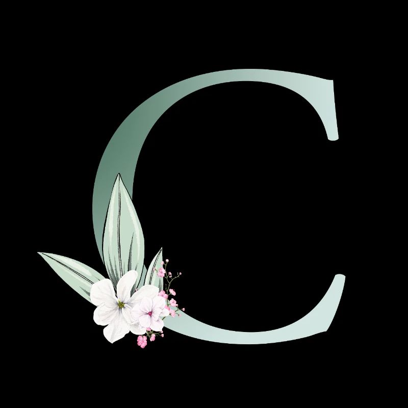 C Monogram, Floral, Customizable